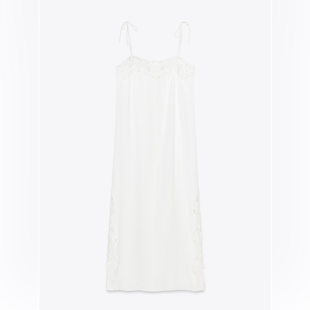 Zara White Maxi Dress with Lace Details - Picture 11 of 13